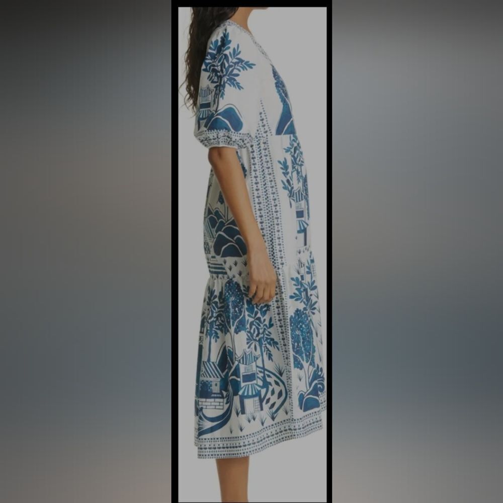 farm Rio Ancient Garden Cotton Midi Dress Size M - Picture 5 of 14